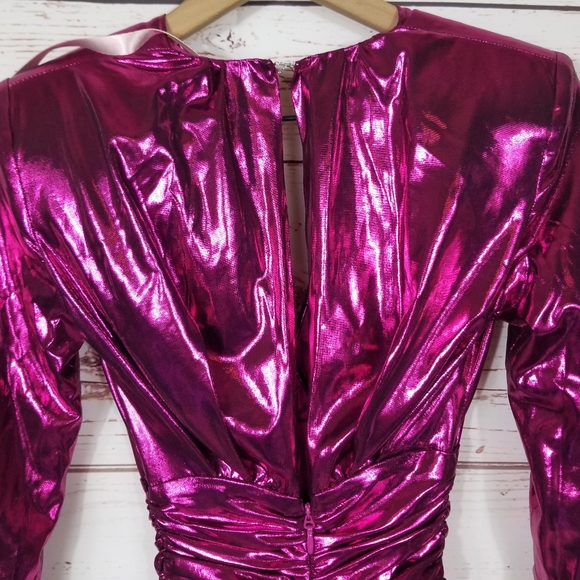House of CB Dresses House Of Cb Zandra Metallic Fuscia Bodycon